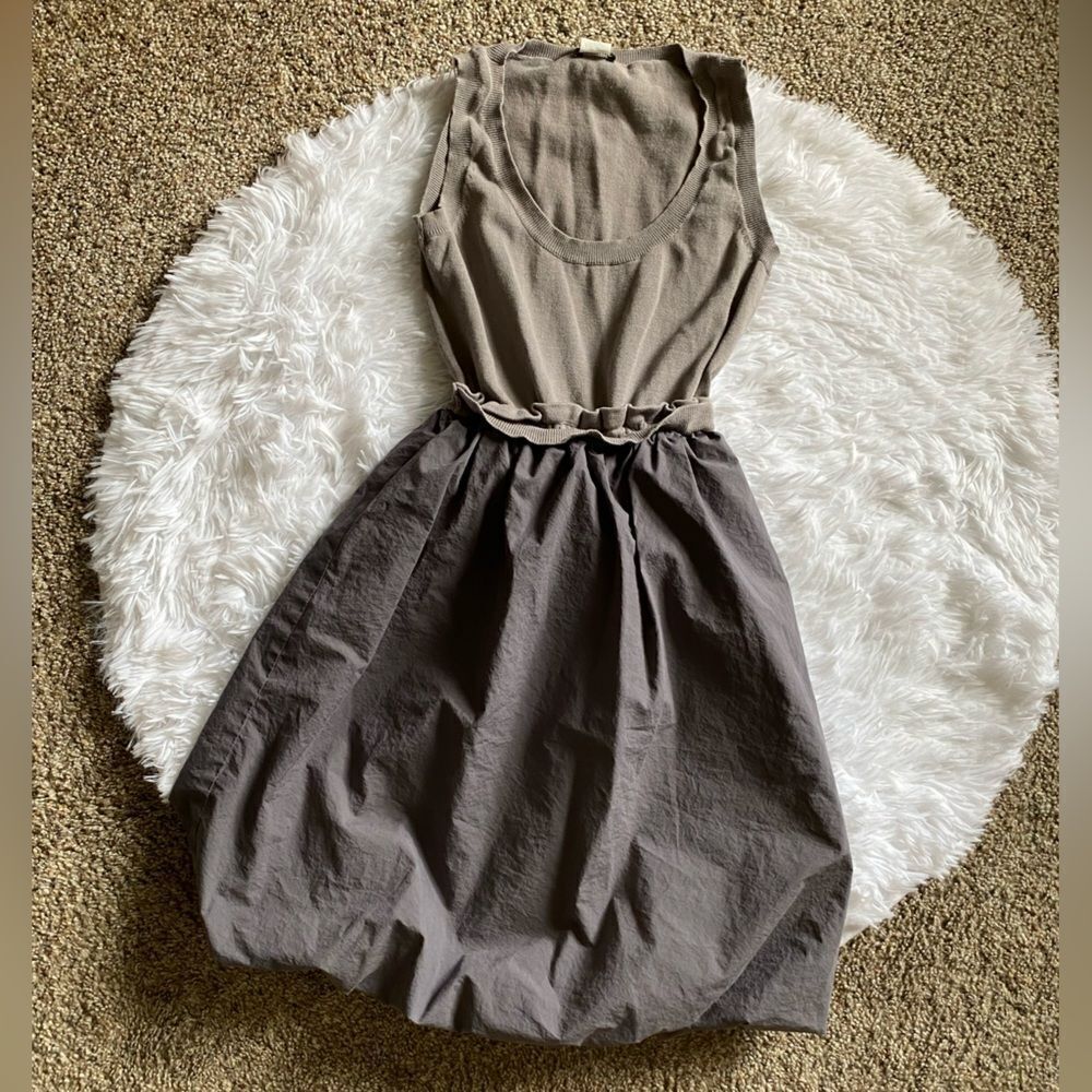 J. Crew Two-Tone Taupe Tank and Charcoal Bubble Skirt Dress